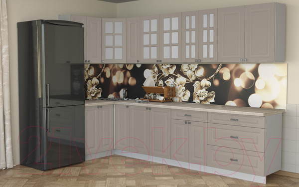 Изображение товара Кухонный гарнитур Интерлиния Мила Деко 1.2x3.1 (луна/травертин серый)