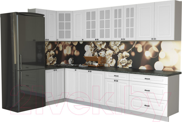 Изображение товара Кухонный гарнитур Интерлиния Мила Деко 1.2x3.2 (белый/кастилло темный)