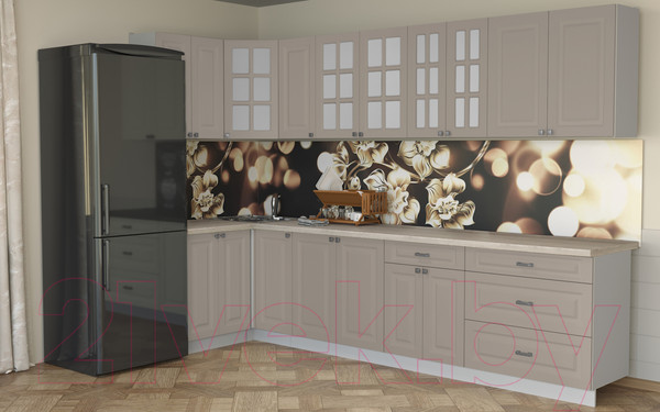 Изображение товара Кухонный гарнитур Интерлиния Мила Деко 1.2x3.2 (луна/травертин серый)