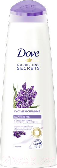Изображение товара Шампунь для волос Dove Nourishing Secrets густые и сильные лаванда и розмарин (380мл)