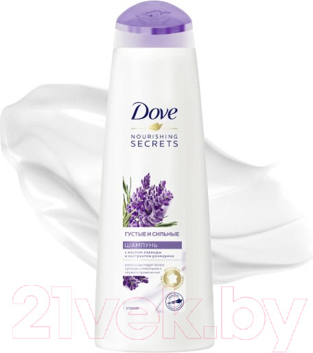 Изображение товара Шампунь для волос Dove Nourishing Secrets густые и сильные лаванда и розмарин (380мл)
