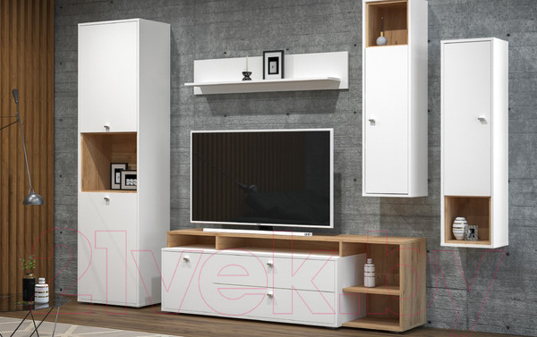 Изображение товара Тумба Mobi Бэль 10.92 (белый премиум/дуб золотой Craft)