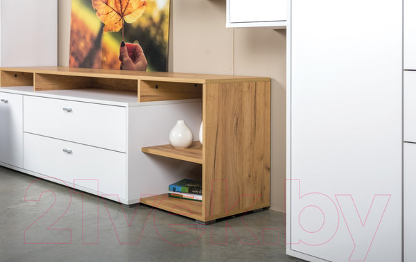 Изображение товара Тумба Mobi Бэль 10.92 (белый премиум/дуб золотой Craft)