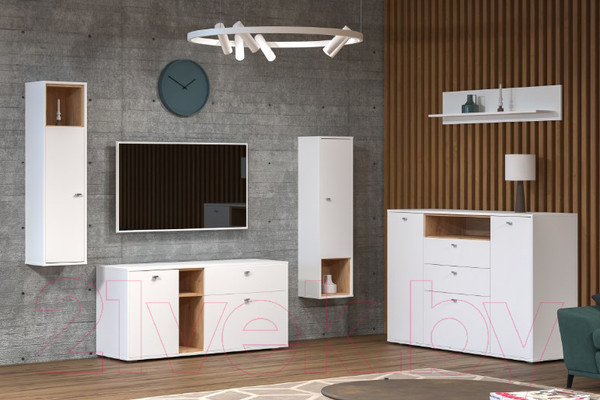 Изображение товара Шкаф навесной Mobi Бэль 10.63 (белый премиум/дуб золотой Craft)