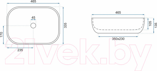 Изображение товара Умывальник REA Livia U3800 (белый мрамор)