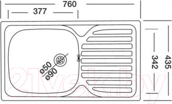 Изображение товара Мойка кухонная Kromevye ЕС 240 D
