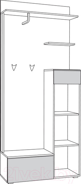 Изображение товара Секция в прихожую Mobi Лайн 10.16 (дуб серый Craft/белый глянец ПВХ)