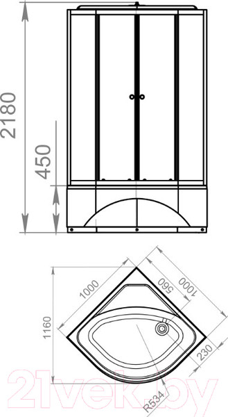 Изображение товара Душевая кабина Domani-Spa Delight 110 High / DS01D110HBT00 (черный/тонированное стекло)