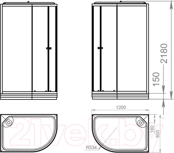 Изображение товара Душевая кабина Domani-Spa Delight 128 L / DS01D128LLWM00 (белый/сатин-матированное стекло)