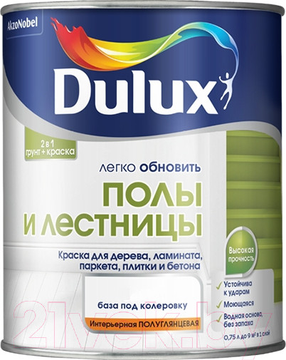 Изображение товара Краска Dulux Полы и Лестницы (9л, белый полуглянцевый)