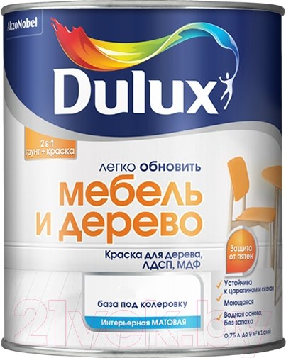 Изображение товара Краска Dulux Мебель и Дерево (2л, белый матовый)