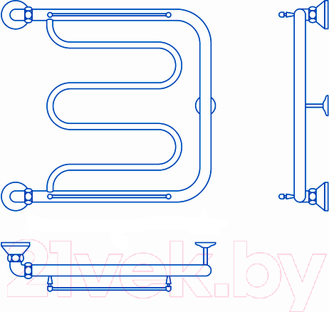 Изображение товара Полотенцесушитель водяной Маргроид Вид 25 50x60 (с полкой)