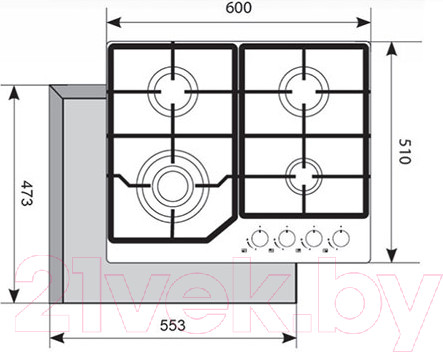 Изображение товара Газовая варочная панель Akpo PGA 604 LXE-2
