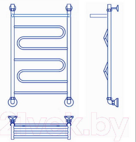Изображение товара Полотенцесушитель водяной Маргроид Вид 1 80x50 (с полкой)