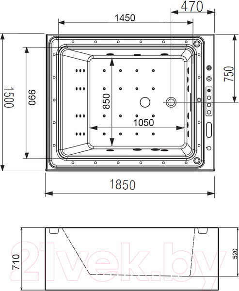 Изображение товара Ванна акриловая Gemy G9268 K 185x150 (с гидромассажем)