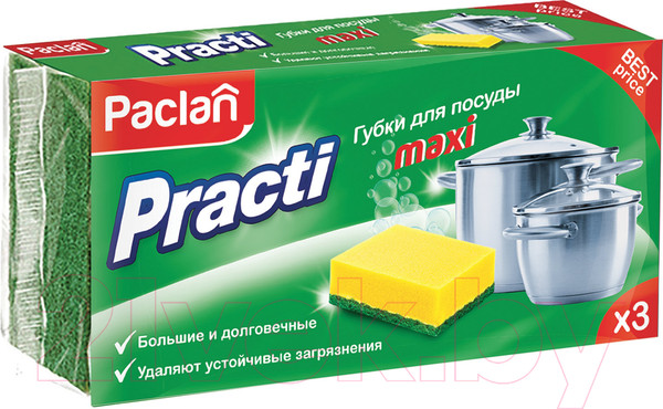 Изображение товара Набор губок для мытья посуды Paclan Practi Maxi (3шт)