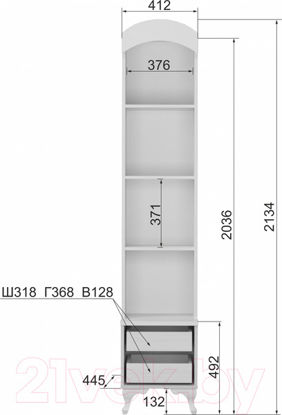 Изображение товара Стеллаж Аквилон Розалия №5.2 (лиственница белая)
