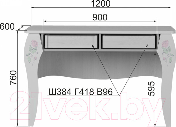 Изображение товара Письменный стол Аквилон Розалия №12.2 (лиственница белая)