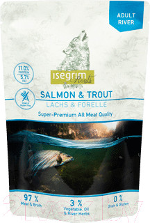 Изображение товара Влажный корм для собак Isegrim Roots Adult River Salmon & Trout / 95751 (410г)