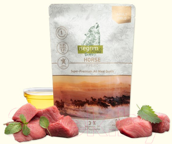 Изображение товара Влажный корм для собак Isegrim Roots Adult Field Horse / 95752 (410г)