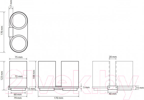 Изображение товара Набор стаканов для зубной щетки и пасты Bemeta Galla 108110020 (черный/золото)