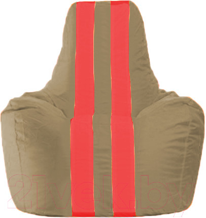Изображение товара Бескаркасное кресло Flagman Спортинг С1.1-92 (бежевый/красные полоски)