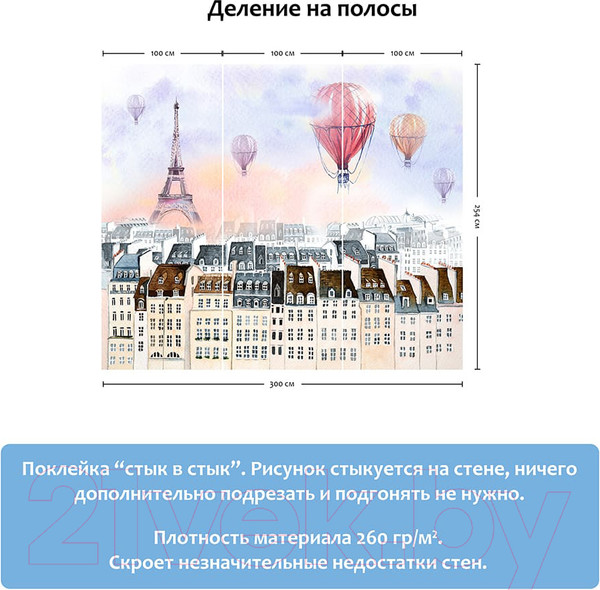 Изображение товара Фотообои листовые Citydecor Акварельный Париж 2 (300x254)