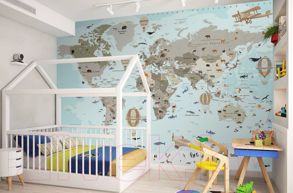 Изображение товара Фотообои листовые Citydecor Карта мира на русском 3 (400x254)