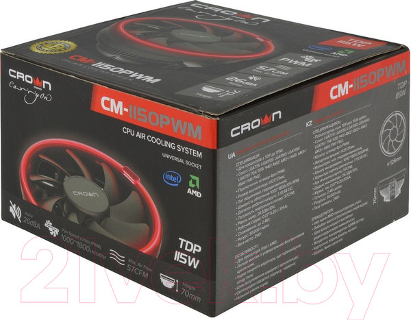 Изображение товара Кулер для процессора Crown CM-1150PWM