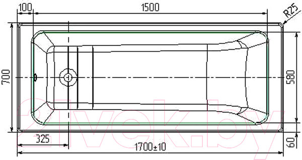 Изображение товара Ванна чугунная Универсал Оптима-У 170x70 (1 сорт, с ножками)