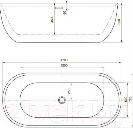 Изображение товара Ванна акриловая Aquanet Delight 170x78
