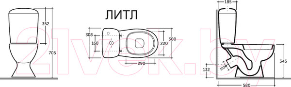 Изображение товара Унитаз напольный Керамин Литл Детский Инкоер (с полипропиленовым сиденьем)