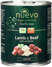 Изображение товара Влажный корм для собак Nuevo Senior Lamb & Beef with oat flakes / 95016 (400г)