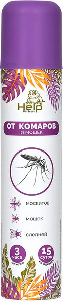 Изображение товара Аэрозоль от насекомых Help От комаров и мошек репеллентный / 80223 (200мл)