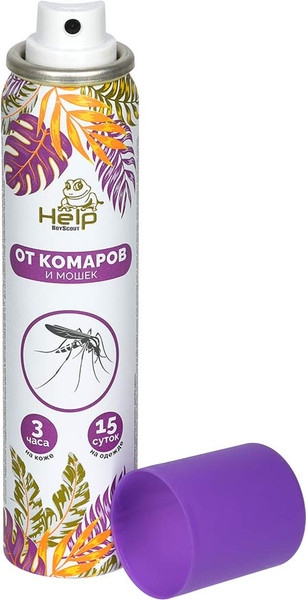 Изображение товара Аэрозоль от насекомых Help Oт комаров и мошек репеллентный / 80220 (75мл)