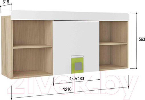 Изображение товара Полка Аквилон Стиль №7 (туя светлая/лайм)