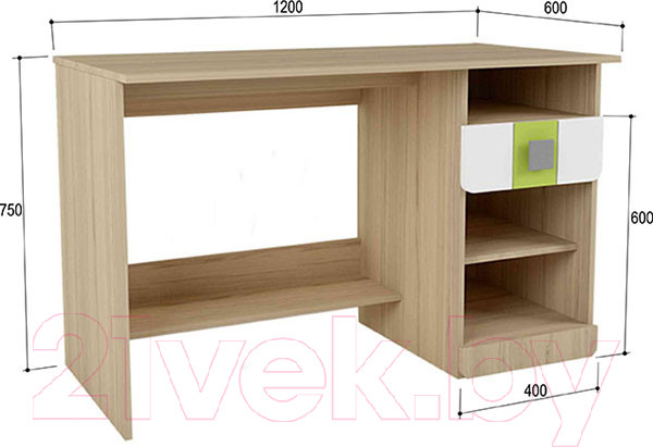 Изображение товара Письменный стол Аквилон Стиль №17 (туя светлая/лайм)