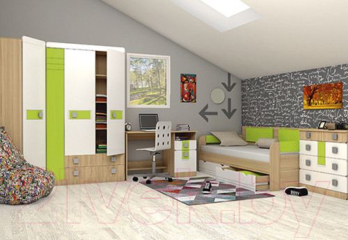 Изображение товара Письменный стол Аквилон Стиль №17 (туя светлая/лайм)