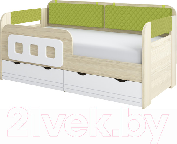 Изображение товара Кровать-тахта детская Аквилон Стиль №800.4 (туя светлая/лайм)