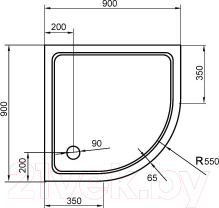Изображение товара Душевой поддон Cezares TRAY-M-R-90-550-35-W
