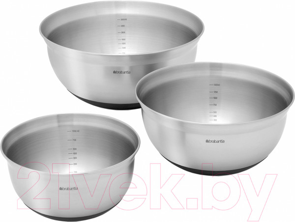 Изображение товара Набор мисок Brabantia 363900 (3шт, стальной матовый/черный)