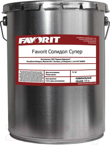 Изображение товара Смазка техническая Favorit Солидол Супер / 56855 (4.5кг)