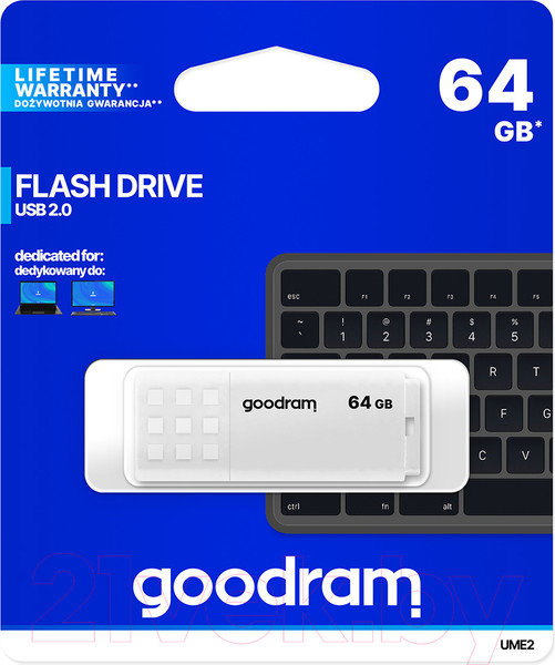 Изображение товара USB flash накопитель Goodram UME2 64GB White (UME2-0640W0R11)