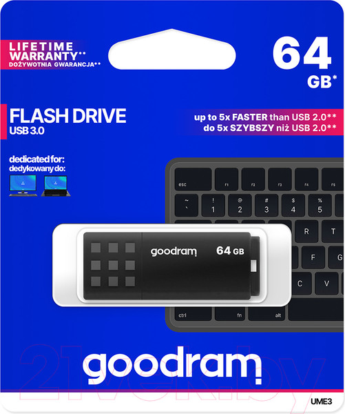 Изображение товара USB flash накопитель Goodram UME3 64GB Black (UME3-0640K0R11)