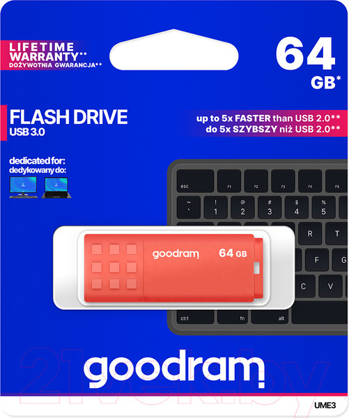 Изображение товара USB flash накопитель Goodram UME3 64GB Orange (UME3-0640O0R11)