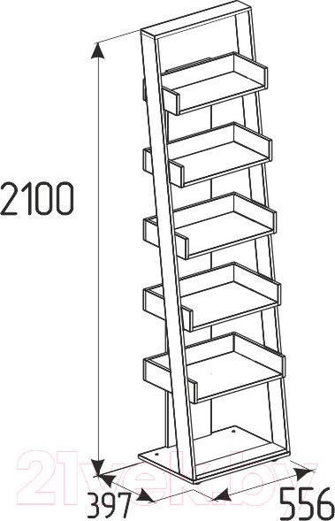 Изображение товара Стеллаж Глазов Nature 95 (гаскон пайн/черный)