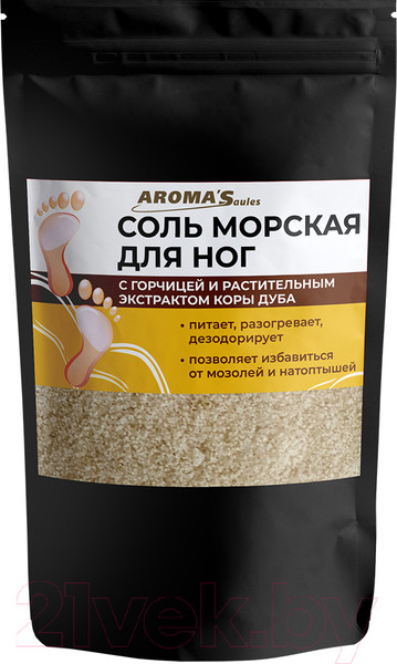 Изображение товара Соль для ванны Aroma Saules Для ног с горчицей и растительным экстрактом коры дуба (400г)