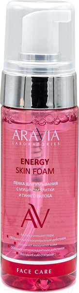 Изображение товара Пенка для умывания Aravia Laboratories Energy Skin Foam с муцином улитки и гинкго билоба (150мл)