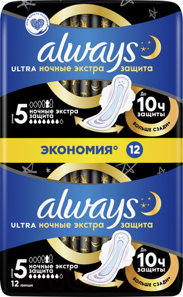 Изображение товара Прокладки гигиенические Always Ultra Night Duo Экстра защита (12шт, ароматизированные)