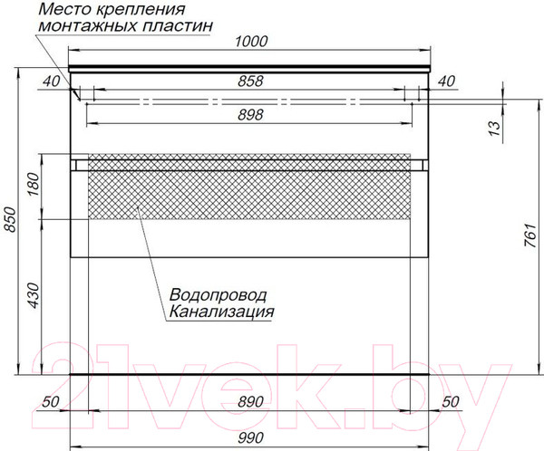 Изображение товара Тумба под умывальник Aquanet Алвита 100 / 240112